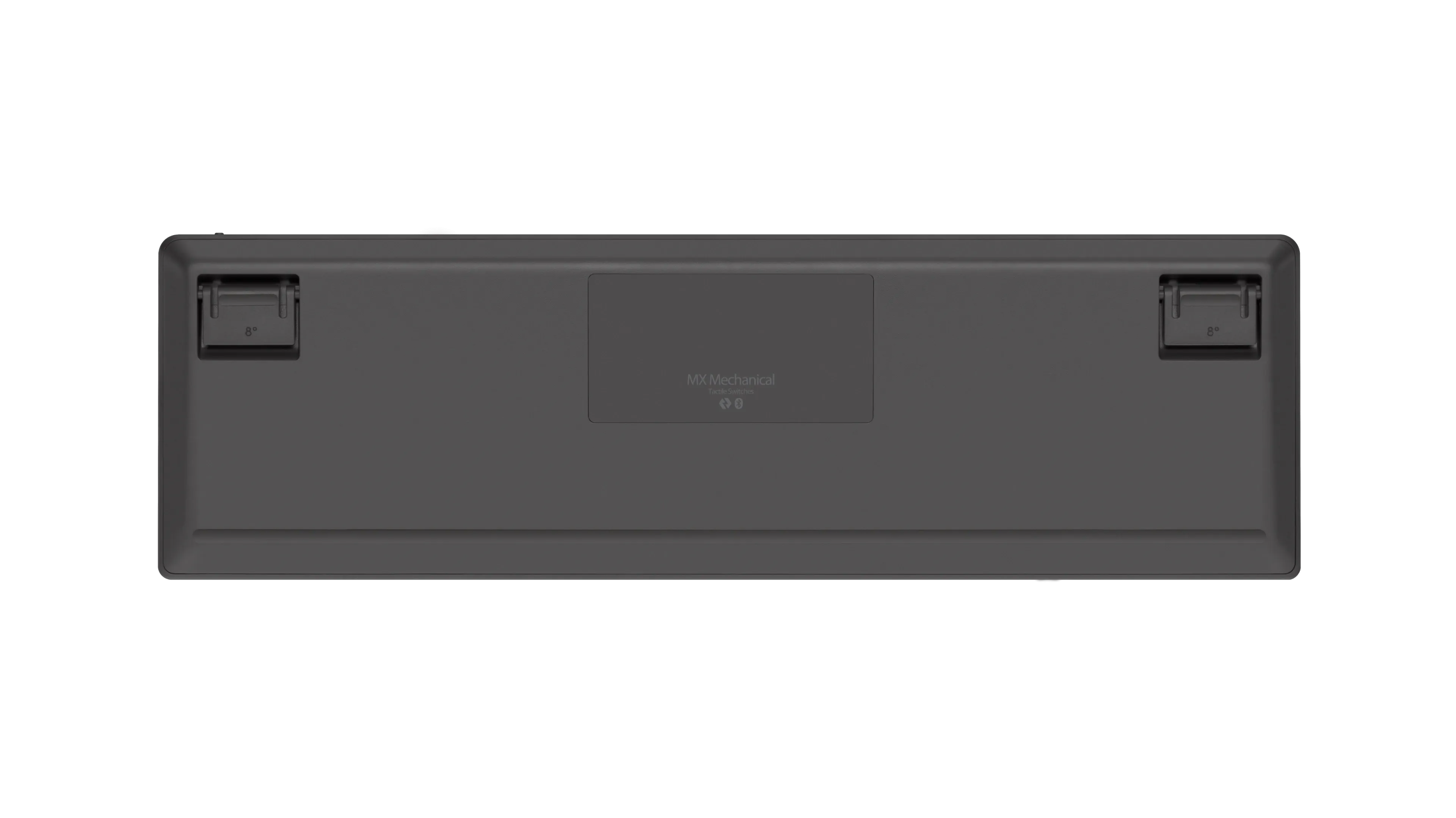 Logitech MX Mechanical full-size wireless keyboard with Tactile Quiet switches in Graphite, seen from above