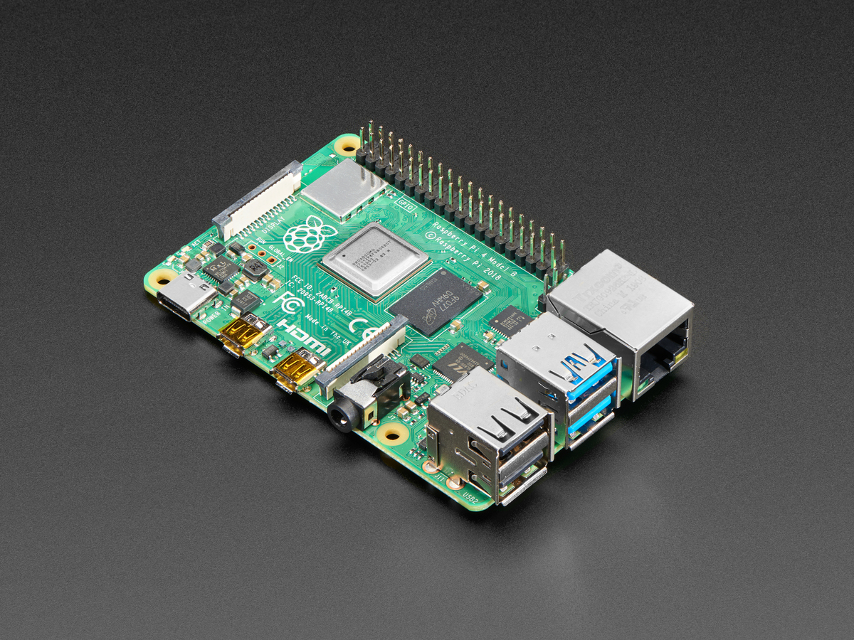 Raspberry Pi 4 Model B board, top view